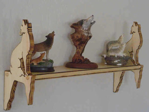 Howling Coyote Wall Shelf, southwestern decor, custom designed, hand crafted, wolf wall shelf