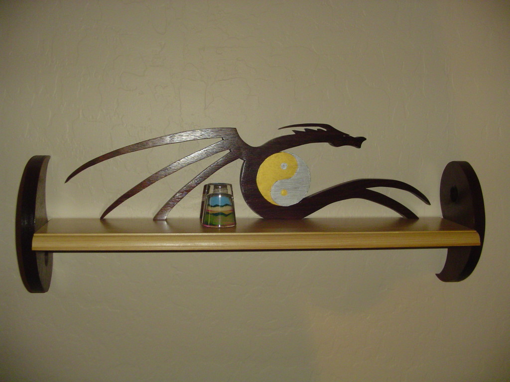 Yin yang, dragon, dragon wall shelf, custom wall shelf, handcrafted wall shelf