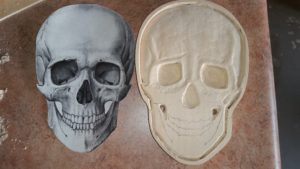 custom carving, custom engraving, skull sculpture, 3D skull test