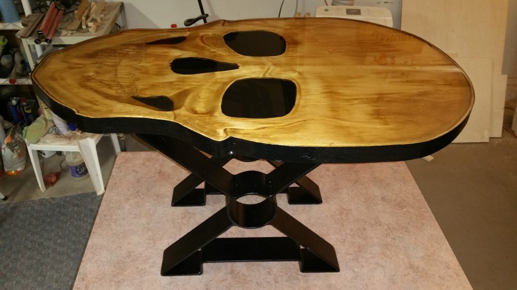 3D skull table, skull coffee table, carved skull coffee table, carved coffee table, handcrafted coffee table, custom coffee table, custom handcrafted coffee table,