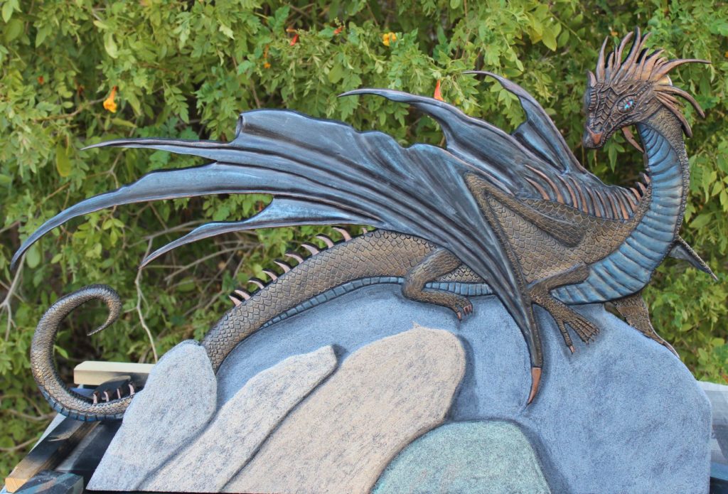 3D dragon, carved dragon, hand carved, hand painted, custom woodwork, custom carving, custom sculpting, custom table, draon art