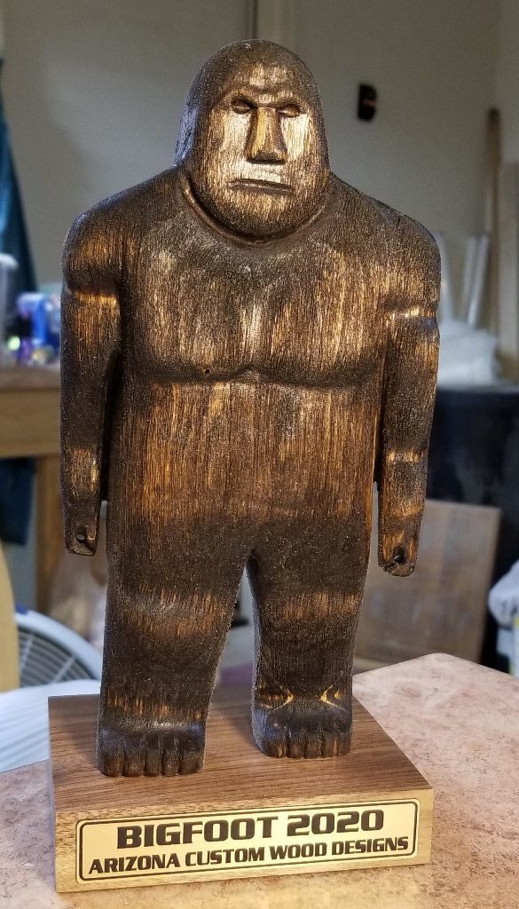 hand carved, bigfoot, sasquatch, carved figure, carved statue, bigfoot statuette, hand crafted, hand crafted figure