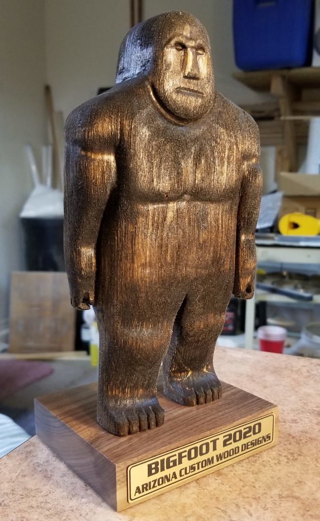 hand carved, bigfoot, sasquatch, carved figure, carved statue, bigfoot statuette, hand crafted, hand crafted figure